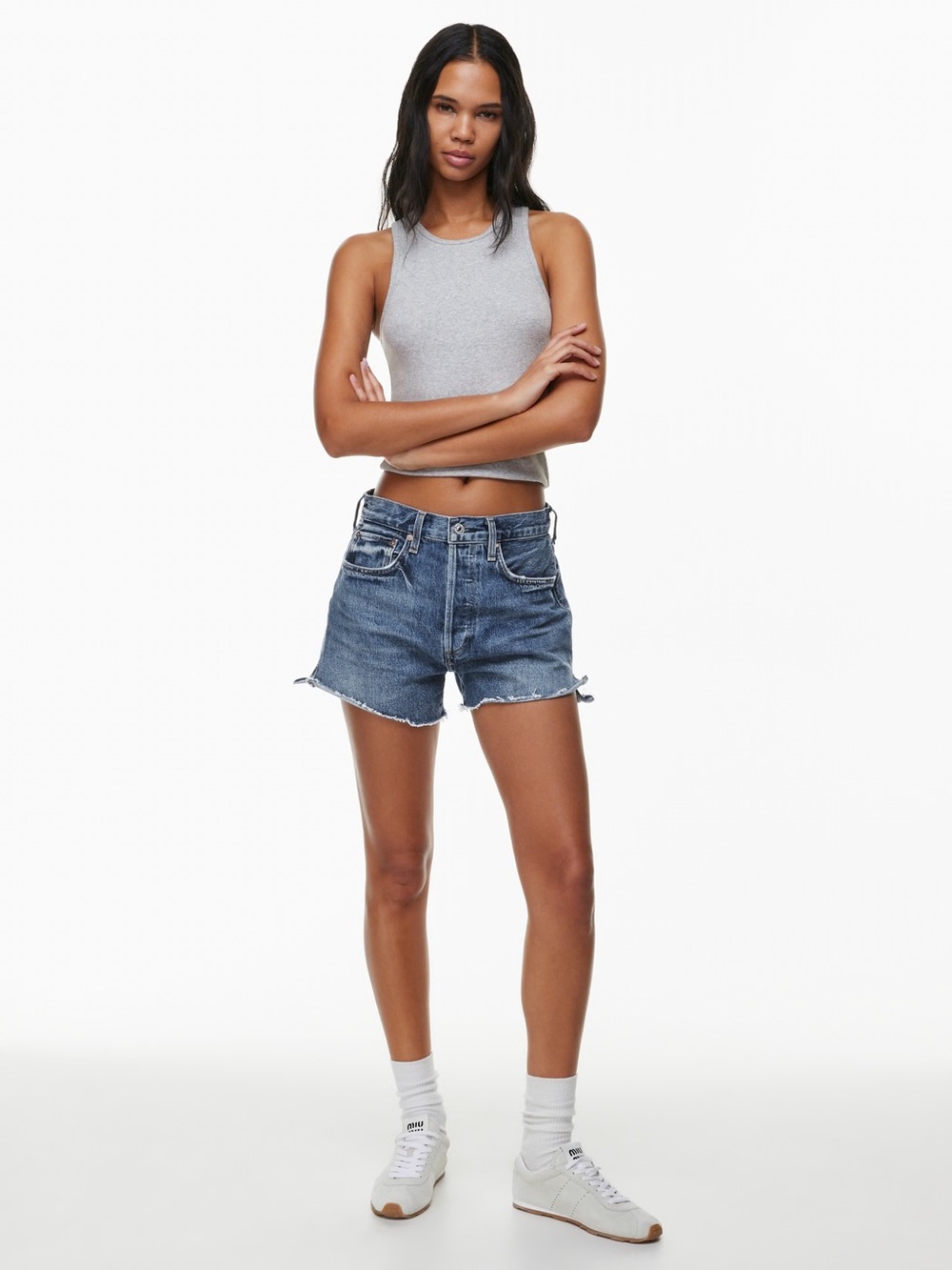 Marlow Blue Denim Frayed Hem Shorts